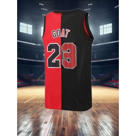 Men's Classic Retro 23 Embroidered Sleeveless Tank Top - -Inspired Design, Moisture-Wicking Breathable Nylon/Spandex Blend, Lightweight Quick-Dry Athletic Shirt for Basketball Training & Casual Wear