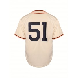 Men'S #51 Vintage Style Baseball Jersey Stitched
