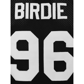 Men'S American Basketball Suit, # 96 Black Breathable Round Neck Basketball Suit, Embroidered Polyester Knit, S-3XL