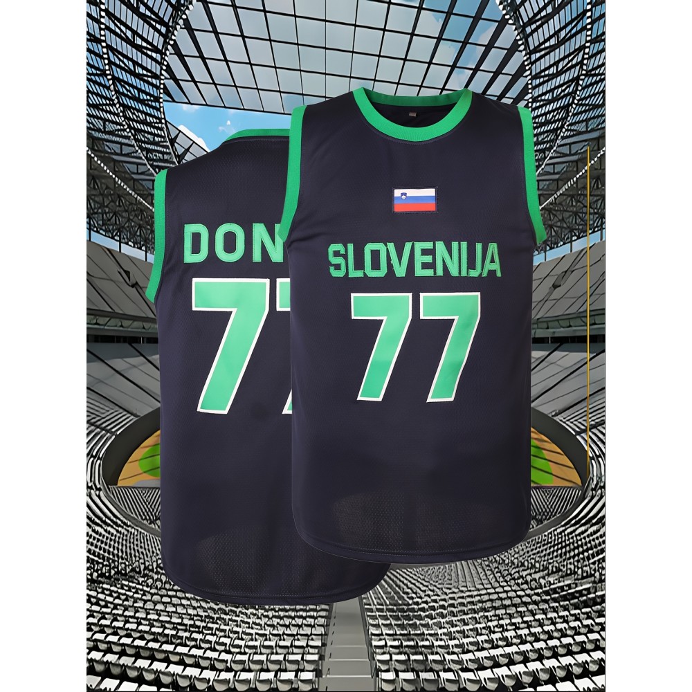 Men'S Basketball Shirt # 77 Navy Blue Basketball Sports Shirt