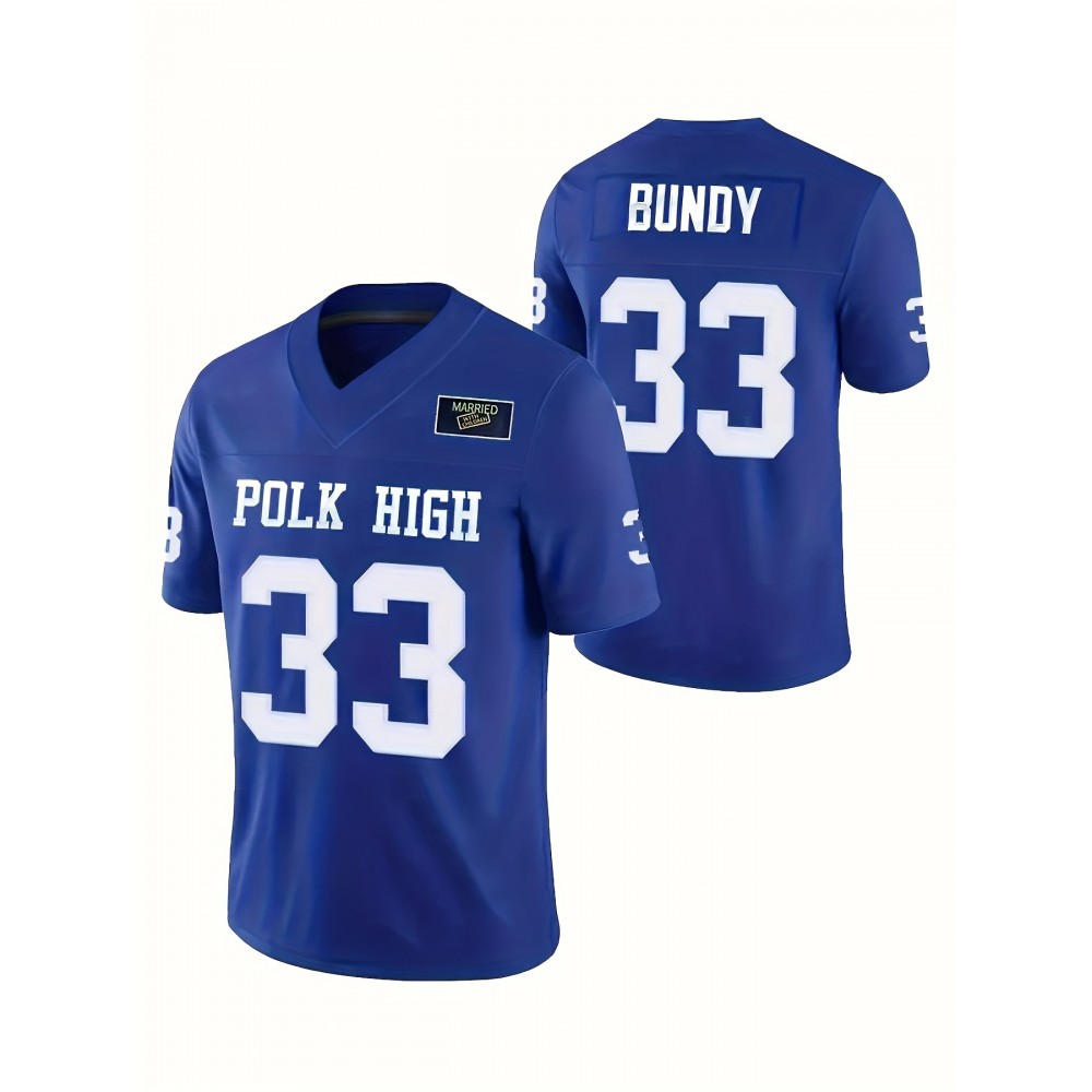 Men'S Embroidered Sports Jersey # 33 Blue American Football Quality Casual Fashion Rugby Sweatshirt Size Sweatshirt S-XXXL