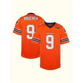 Men's Retro #9 Orange Football Jersey with Embroidery - V-Neck, Short Sleeve, Breathable & Moisture-Wicking, Ideal for Parties, Outdoor Sports & Casual Wear