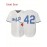 Men'S White Breathable Polyester Baseball Jersey # 42V Collar Sports Shirt With Embroidered Print Loose Button Top Suitable For Sports, Leisure And Team Activities All Year Round S-3XL