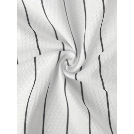 Men's #7 NY Embroidered Baseball Jersey - Breathable V-Neck, Black & White Striped Retro Design, Casual & Sports Wear for Parties, Training, and Outdoor Activities