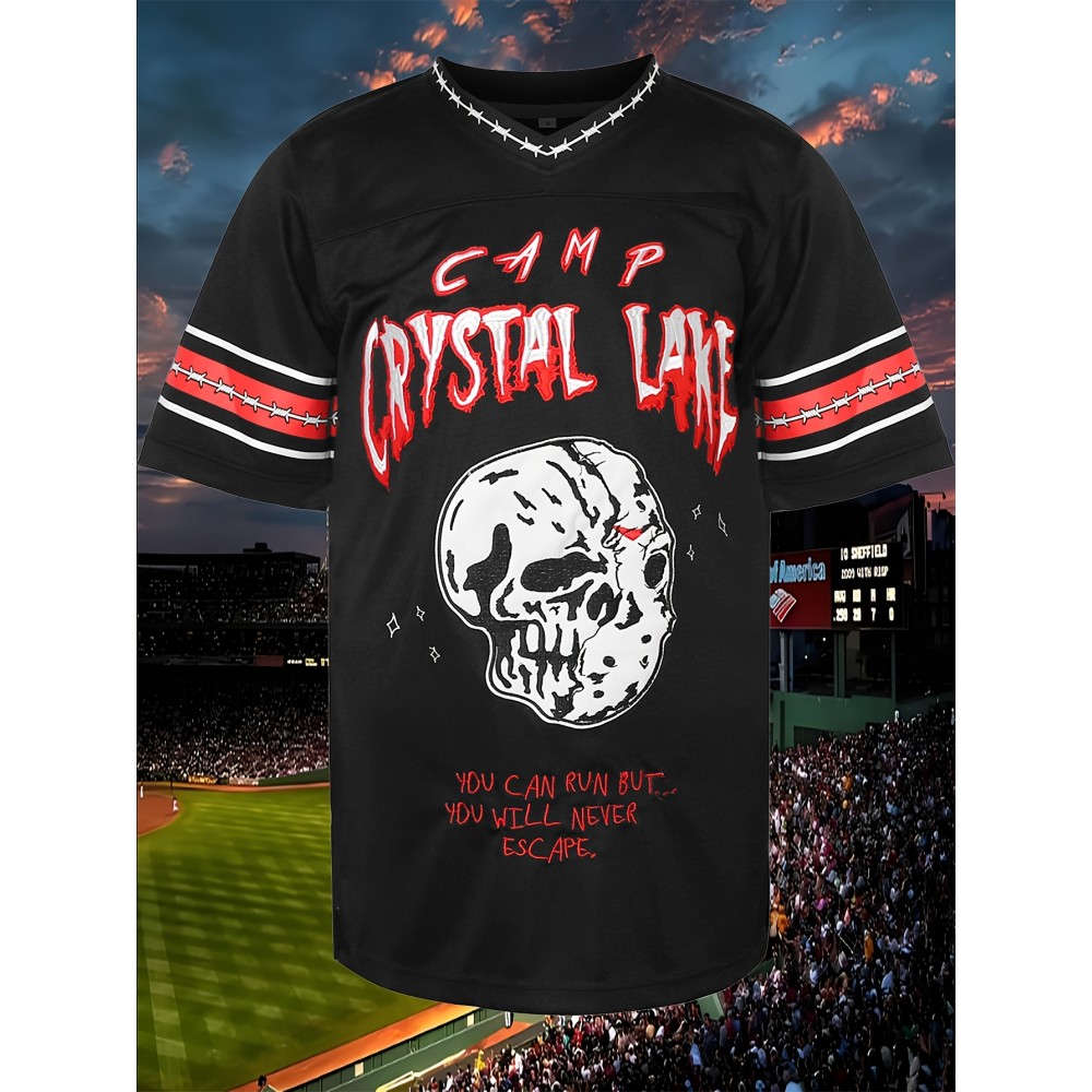 Men'S American Football Jersey Black Skull Sports Shirt Suitable For Street Sports Beach S-XXXL
