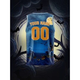 Custom Youngsters' Basketball Jersey with Name & Number - Halloween Theme, Breathable & Comfort Fit for Team Training, Outdoor Sports & Casual Wear