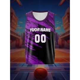 [Customizable] Youngsters' Customizable Basketball Tank Top | Polyester | Breathable, Comfort-Fit, Washable | Training, Games & Outdoor Fun | Black & Red with Splash Design