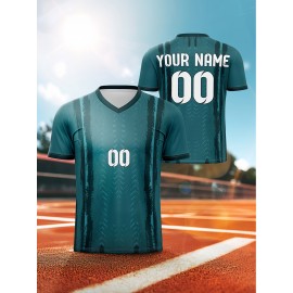 Customizable Youngsters' Soccer Jersey - V-Neck, Comfort Fit with Name & Number, Perfect for Sports & Outdoor Activities, Breathable Polyester, Machine Washable, Football Shirt Tops, Running