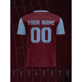 [1pc Customizable Soccer Jersey] 1pc Customizable V-Neck Soccer Jersey for Kids | 100% Polyester Knit Fabric, All-Season Sports Top with Personalized Name & Number, Medium Stretch | Ideal for Training, Casual & Outdoor Activities