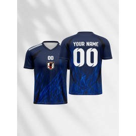 Customizable Kids Football Jersey | V-Neck Polyester, Personalized Name & Number, Preppy Sports Casual Streetwear for Children & Teens