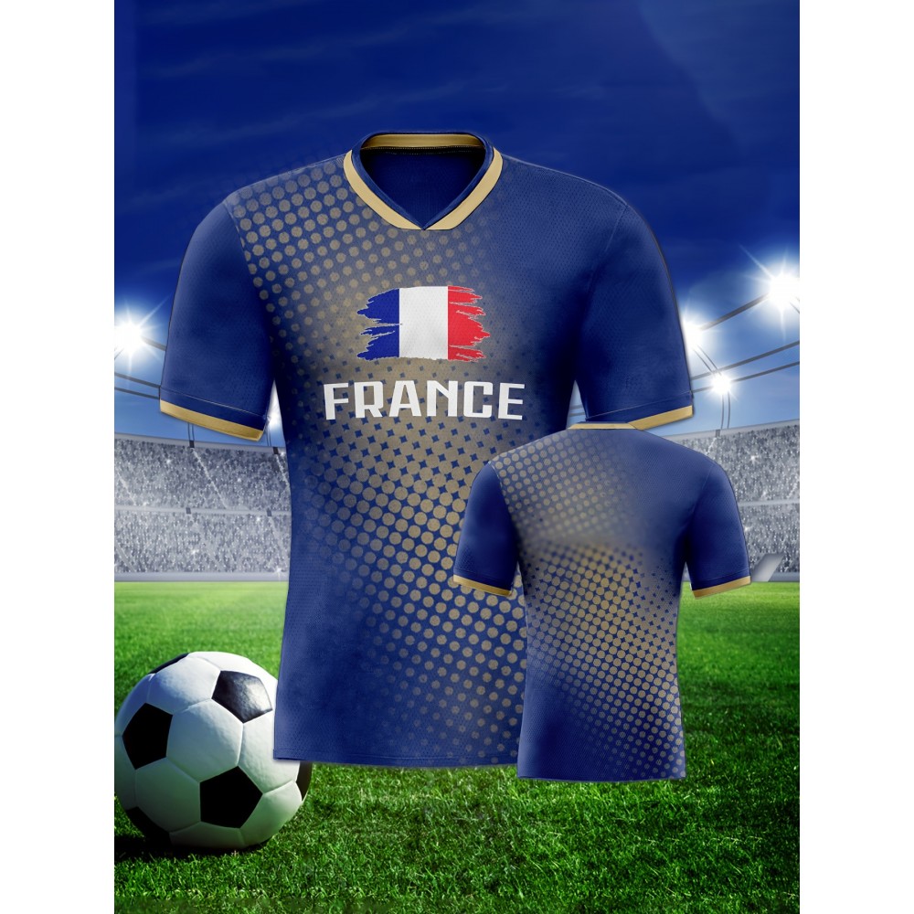 Professional Sports Fabric Women's Creative Pattern Print Country Home Soccer Jersey T-shirt, As Gifts For Sports Fans