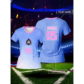 Custom Name and Number Women'S V-Neck Football Jersey Team Training Sportswear Comfortable Breathable Quick-Dry Casual Leisure Polyester Knit Fabric Spring/Summer/Fall