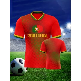 Professional Sports Fabric Women's Creative Pattern Print Country Home Soccer Jersey T-shirt, As Gifts For Sports Fans